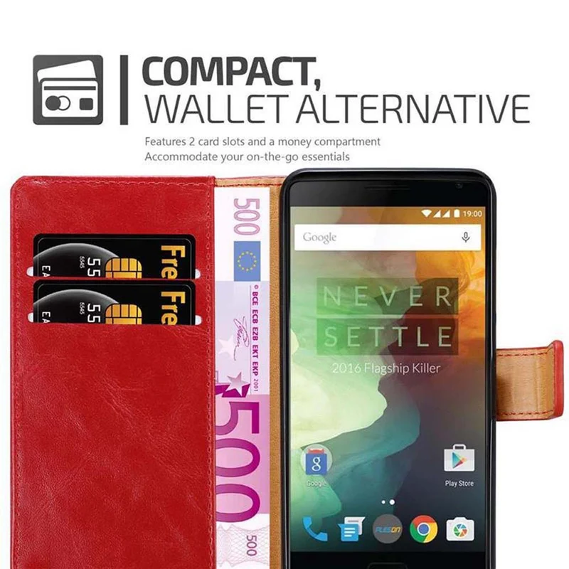 Cadorabo Hülle kompatibel mit OnePlus 2 Schutzhülle mit Magnetverschluss, Standfunktion und Kartenfach