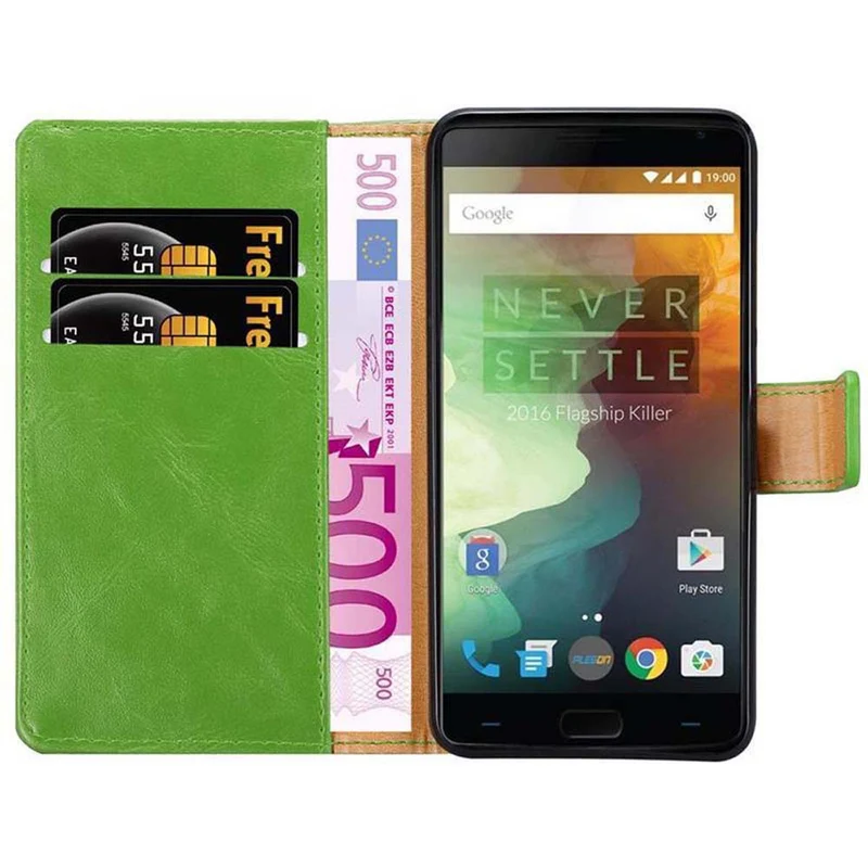 Cadorabo Hülle kompatibel mit OnePlus 2 Schutzhülle mit Magnetverschluss, Standfunktion und Kartenfach