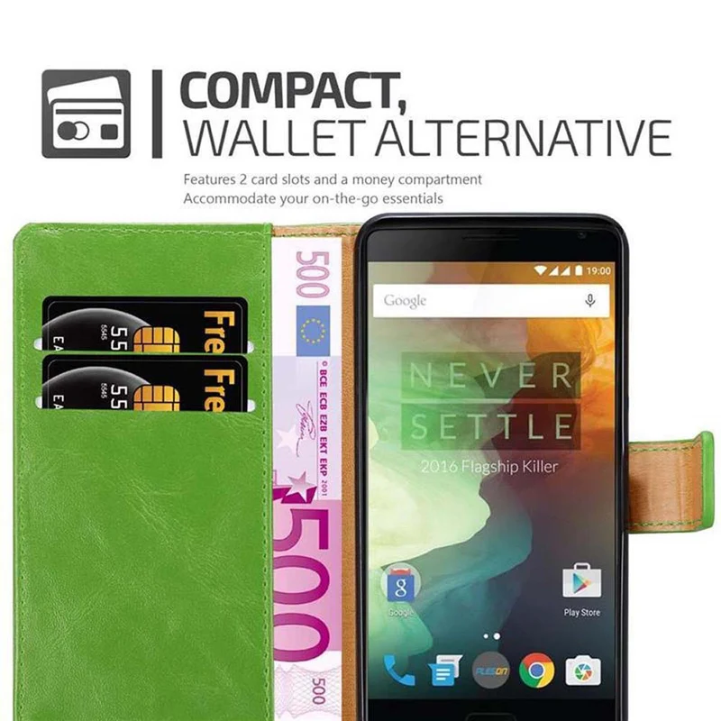 Cadorabo Hülle kompatibel mit OnePlus 2 Schutzhülle mit Magnetverschluss, Standfunktion und Kartenfach