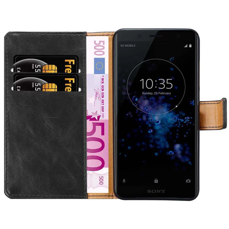 Cadorabo Hülle kompatibel mit Sony Xperia XZ2 COMPACT Schutzhülle mit Magnetverschluss, Standfunktion und Kartenfach