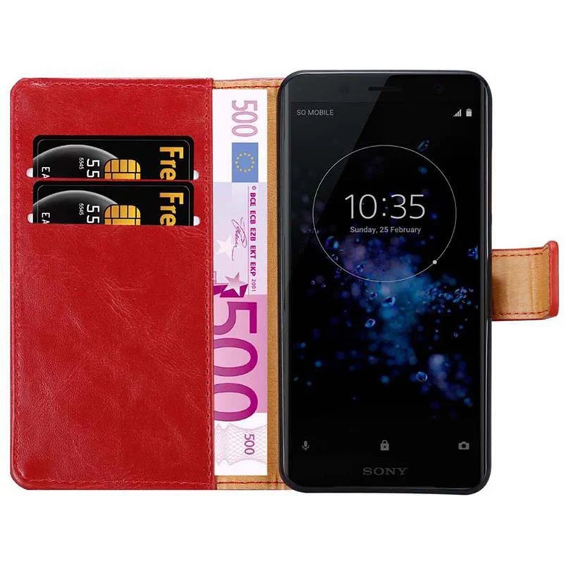 Cadorabo Hülle kompatibel mit Sony Xperia XZ2 COMPACT Schutzhülle mit Magnetverschluss, Standfunktion und Kartenfach