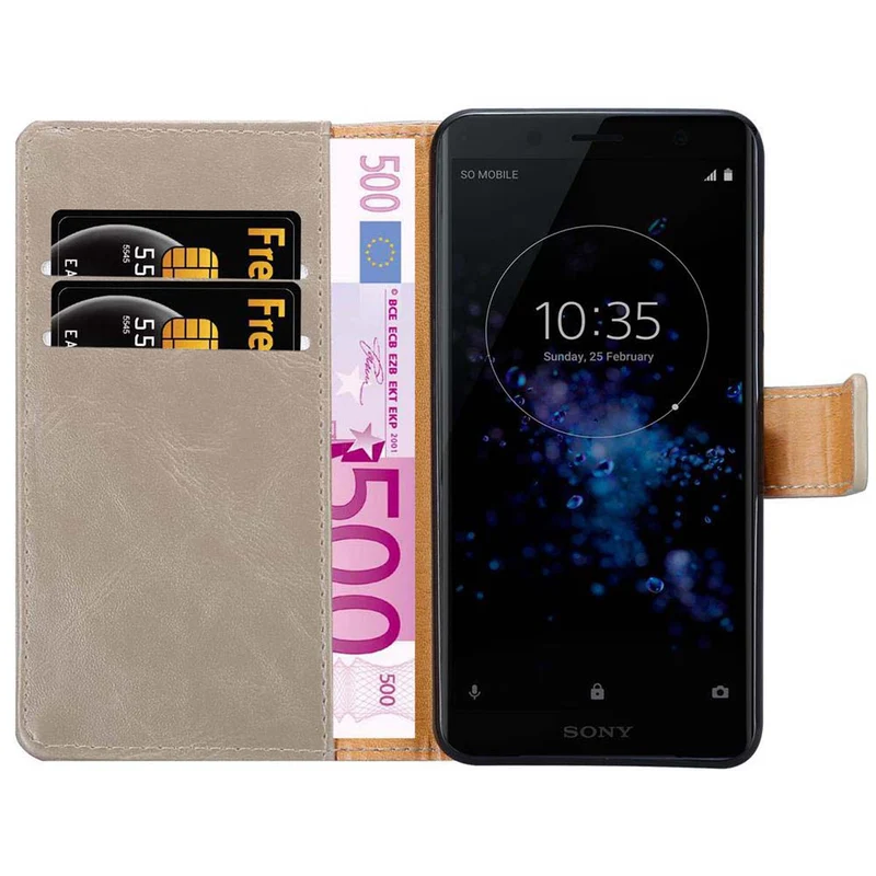 Cadorabo Hülle kompatibel mit Sony Xperia XZ2 COMPACT Schutzhülle mit Magnetverschluss, Standfunktion und Kartenfach