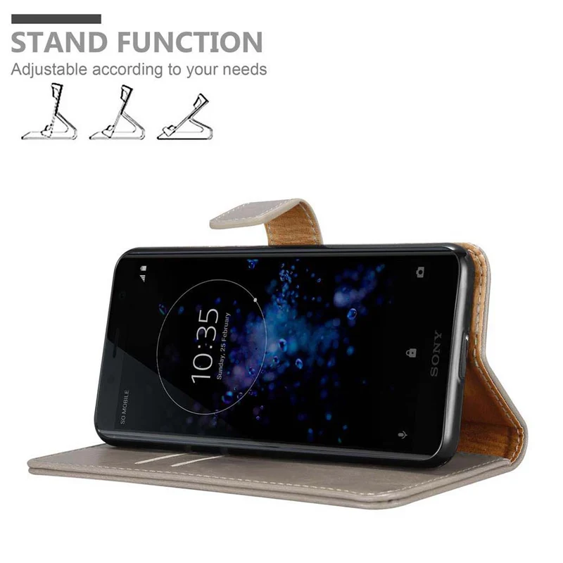 Cadorabo Hülle kompatibel mit Sony Xperia XZ2 COMPACT Schutzhülle mit Magnetverschluss, Standfunktion und Kartenfach