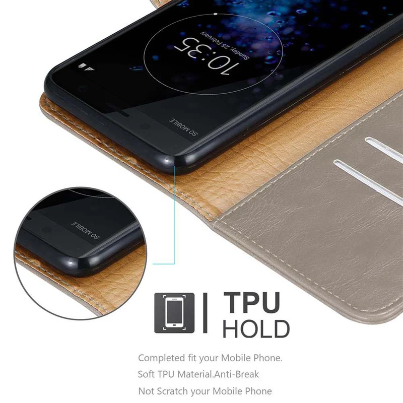 Cadorabo Hülle kompatibel mit Sony Xperia XZ2 COMPACT Schutzhülle mit Magnetverschluss, Standfunktion und Kartenfach