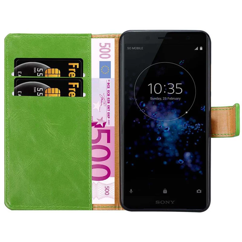 Cadorabo Hülle kompatibel mit Sony Xperia XZ2 COMPACT Schutzhülle mit Magnetverschluss, Standfunktion und Kartenfach