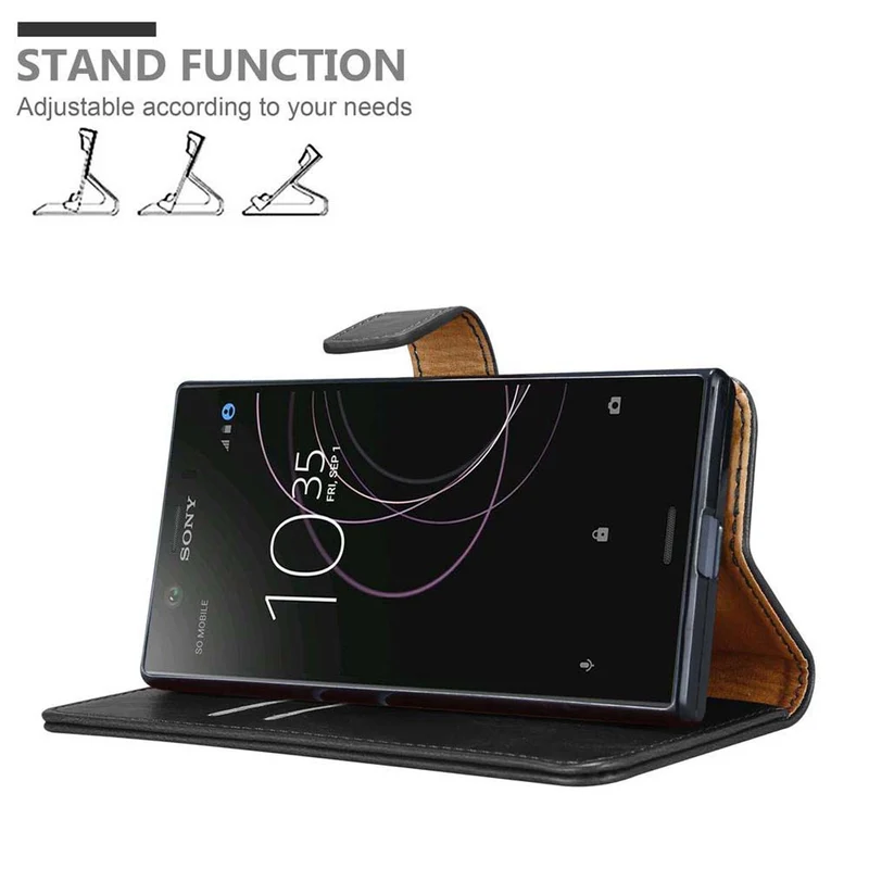 Cadorabo Hülle kompatibel mit Sony Xperia XZ1 Schutzhülle mit Magnetverschluss, Standfunktion und Kartenfach