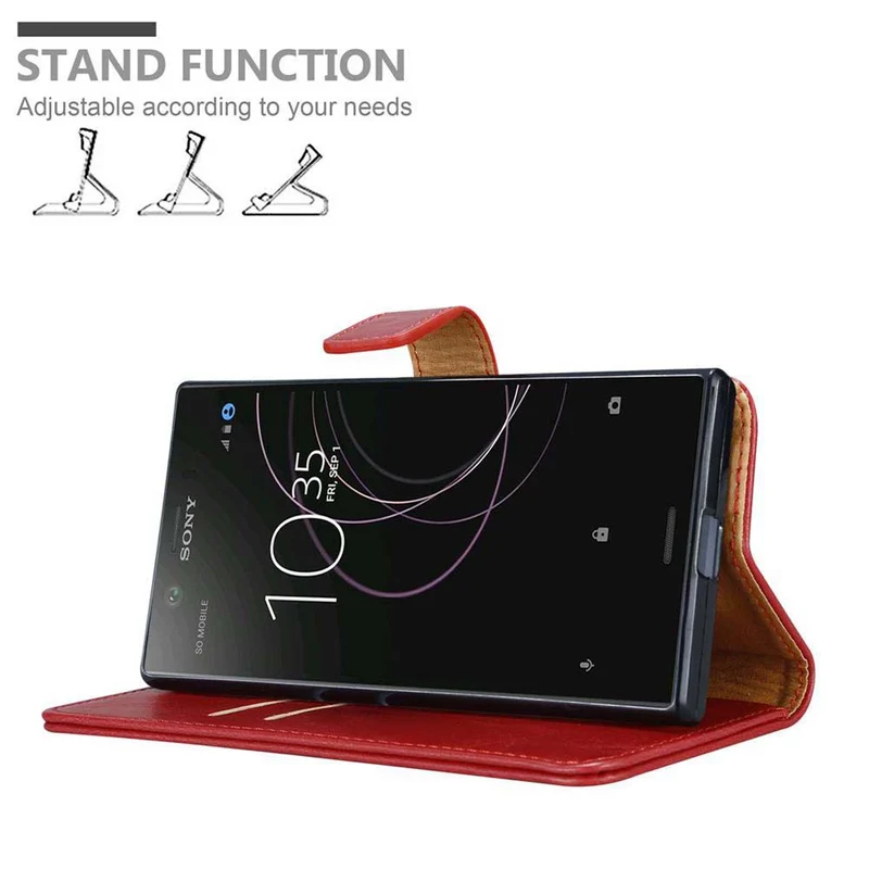 Cadorabo Hülle kompatibel mit Sony Xperia XZ1 Schutzhülle mit Magnetverschluss, Standfunktion und Kartenfach
