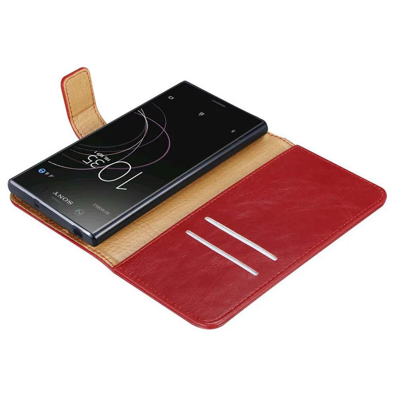 Cadorabo Hülle kompatibel mit Sony Xperia XZ1 Schutzhülle mit Magnetverschluss, Standfunktion und Kartenfach
