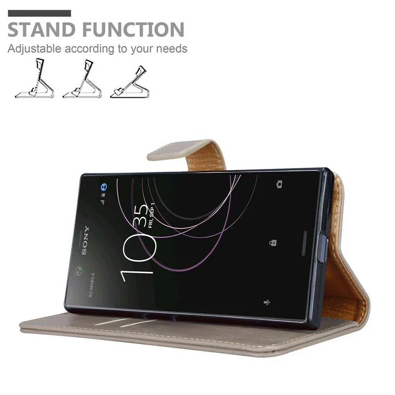 Cadorabo Hülle kompatibel mit Sony Xperia XZ1 Schutzhülle mit Magnetverschluss, Standfunktion und Kartenfach