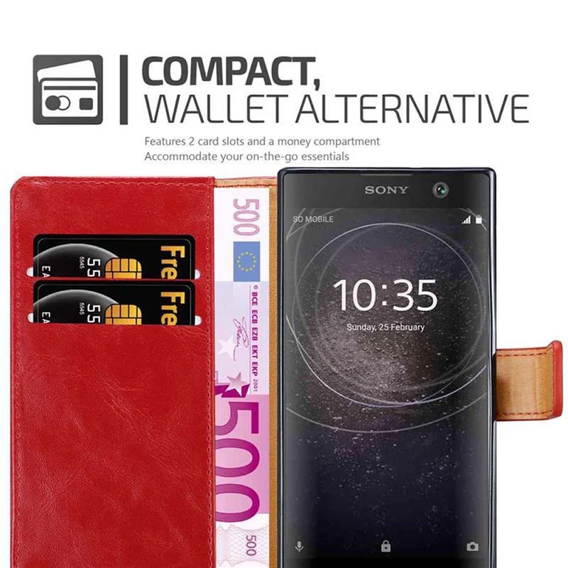 Cadorabo Hülle kompatibel mit Sony Xperia XA2 Schutzhülle mit Magnetverschluss, Standfunktion und Kartenfach