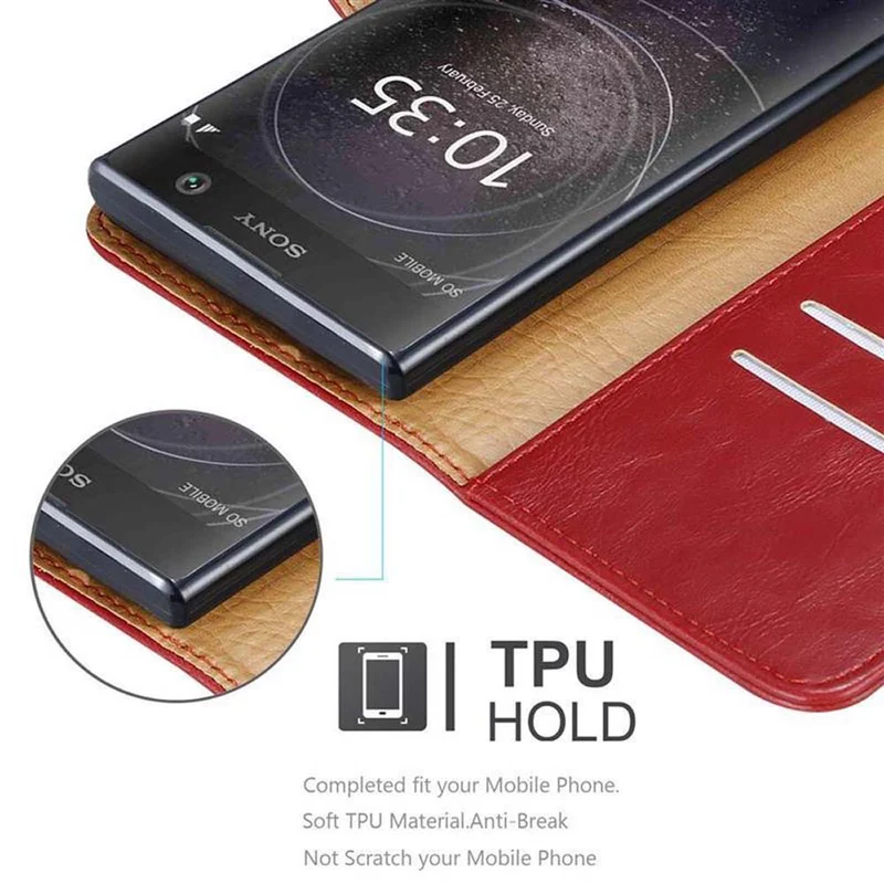 Cadorabo Hülle kompatibel mit Sony Xperia XA2 Schutzhülle mit Magnetverschluss, Standfunktion und Kartenfach