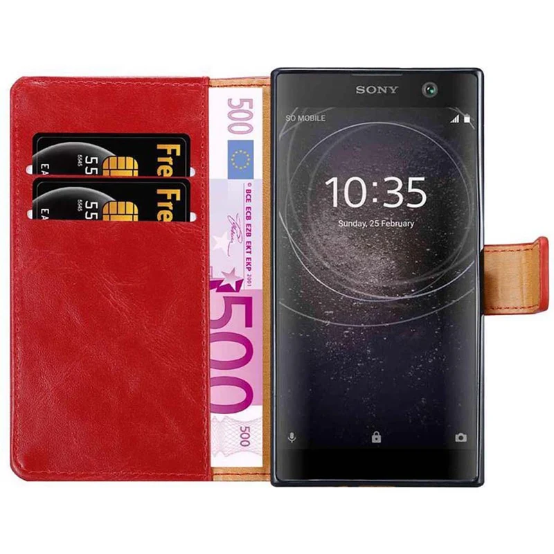 Cadorabo Hülle kompatibel mit Sony Xperia XA2 Schutzhülle mit Magnetverschluss, Standfunktion und Kartenfach