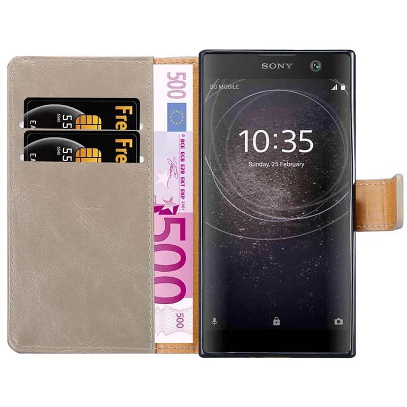 Cadorabo Hülle kompatibel mit Sony Xperia XA2 Schutzhülle mit Magnetverschluss, Standfunktion und Kartenfach