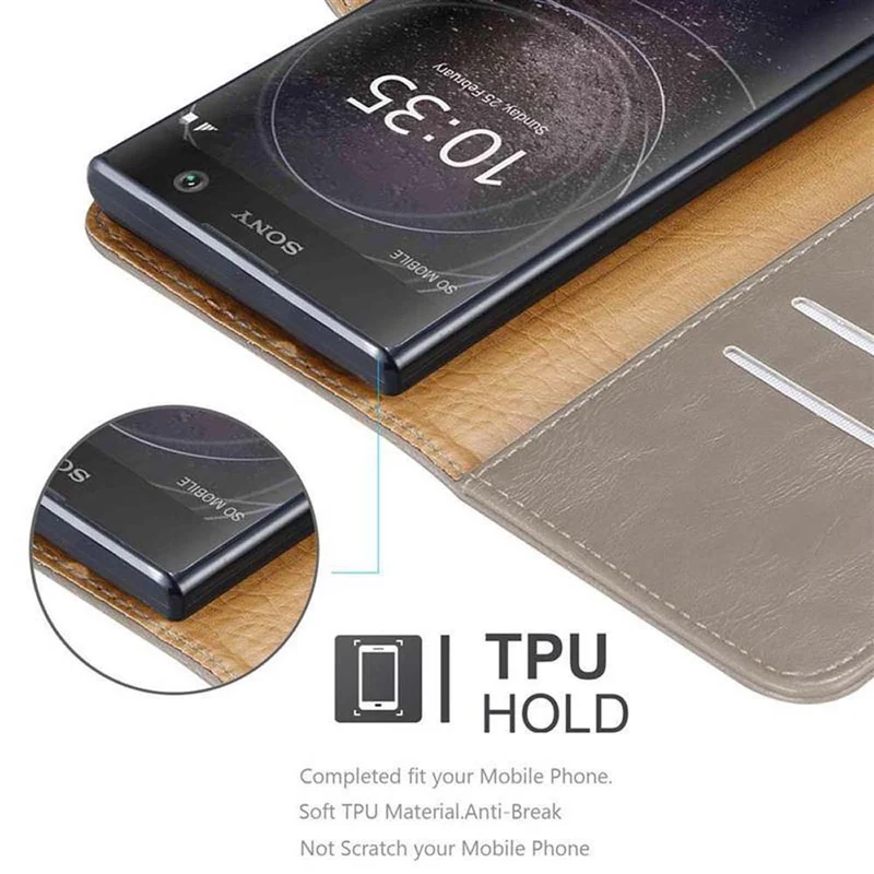 Cadorabo Hülle kompatibel mit Sony Xperia XA2 Schutzhülle mit Magnetverschluss, Standfunktion und Kartenfach
