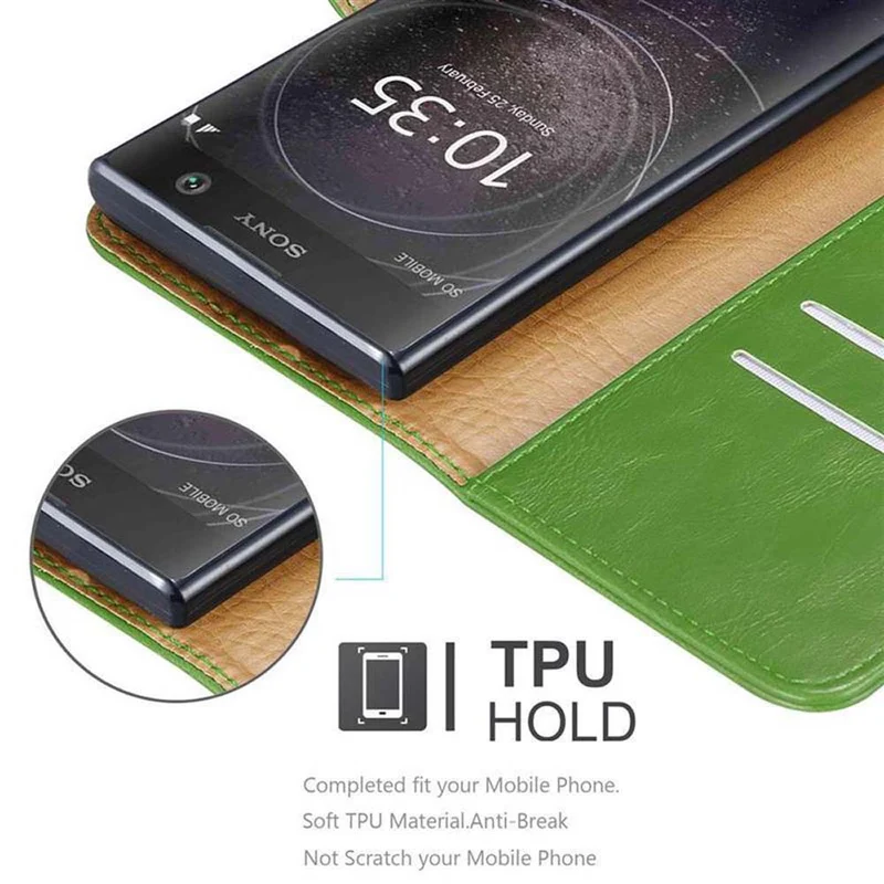 Cadorabo Hülle kompatibel mit Sony Xperia XA2 Schutzhülle mit Magnetverschluss, Standfunktion und Kartenfach