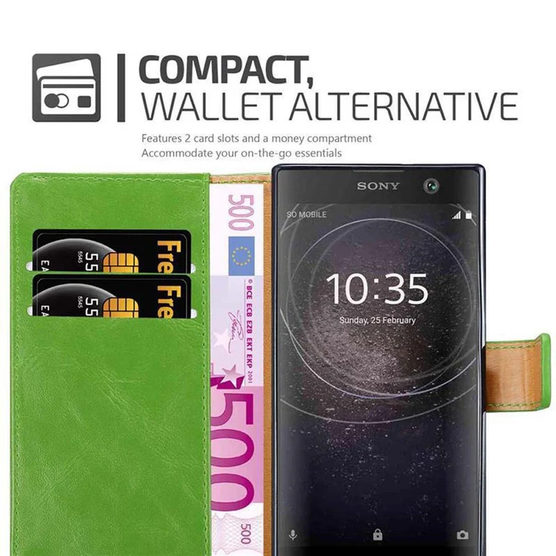 Cadorabo Hülle kompatibel mit Sony Xperia XA2 Schutzhülle mit Magnetverschluss, Standfunktion und Kartenfach
