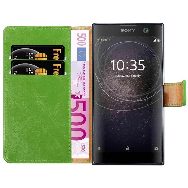 Cadorabo Hülle kompatibel mit Sony Xperia XA2 Schutzhülle mit Magnetverschluss, Standfunktion und Kartenfach