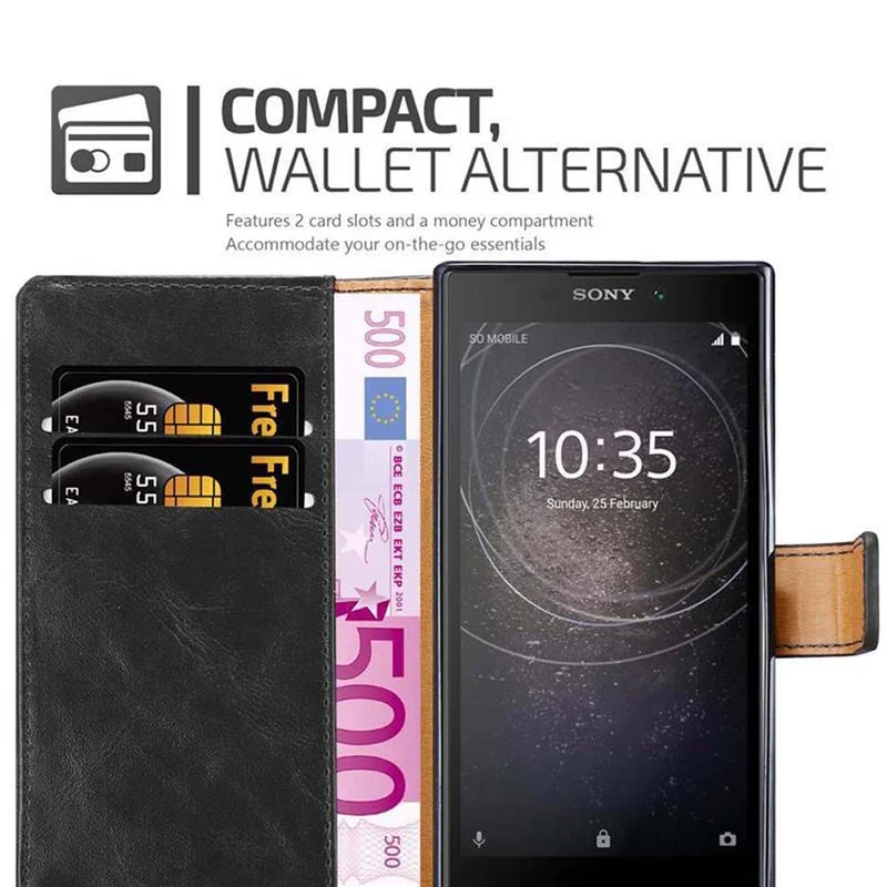 Cadorabo Hülle kompatibel mit Sony Xperia L2 Schutzhülle mit Magnetverschluss, Standfunktion und Kartenfach
