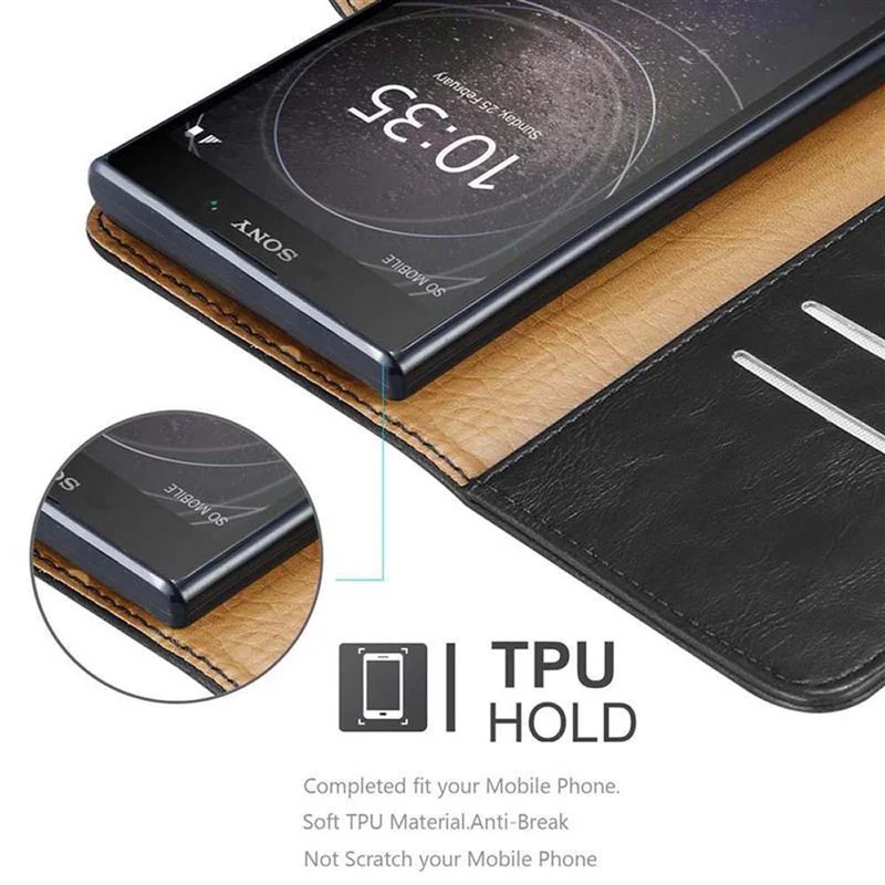 Cadorabo Hülle kompatibel mit Sony Xperia L2 Schutzhülle mit Magnetverschluss, Standfunktion und Kartenfach