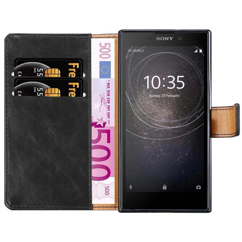 Cadorabo Hülle kompatibel mit Sony Xperia L2 Schutzhülle mit Magnetverschluss, Standfunktion und Kartenfach
