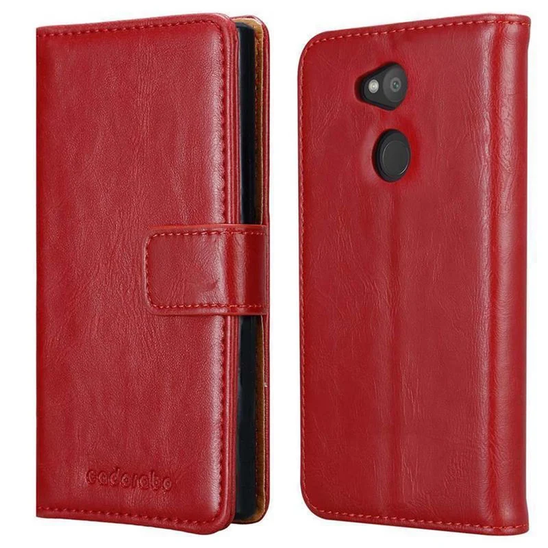 Cadorabo Hülle kompatibel mit Sony Xperia L2 Schutzhülle mit Magnetverschluss, Standfunktion und Kartenfach