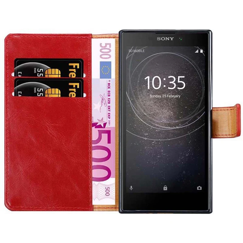 Cadorabo Hülle kompatibel mit Sony Xperia L2 Schutzhülle mit Magnetverschluss, Standfunktion und Kartenfach