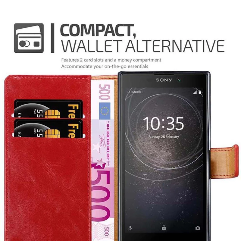 Cadorabo Hülle kompatibel mit Sony Xperia L2 Schutzhülle mit Magnetverschluss, Standfunktion und Kartenfach