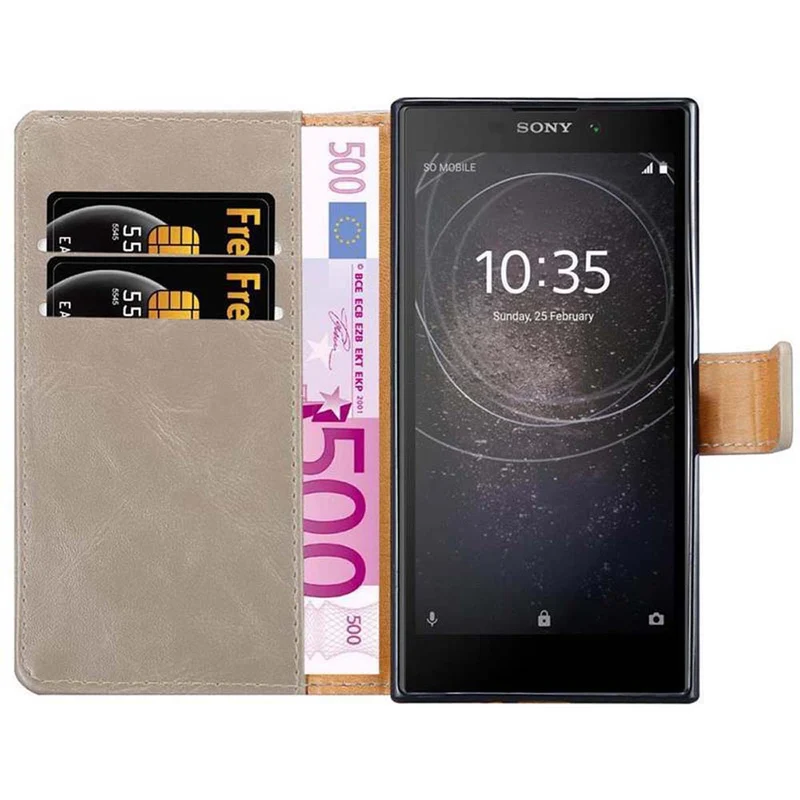 Cadorabo Hülle kompatibel mit Sony Xperia L2 Schutzhülle mit Magnetverschluss, Standfunktion und Kartenfach
