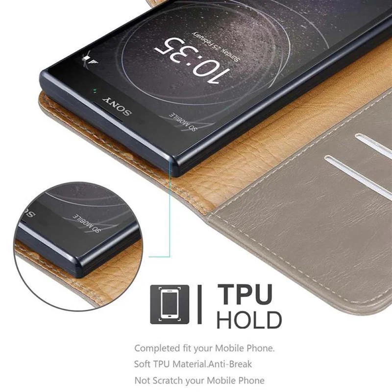 Cadorabo Hülle kompatibel mit Sony Xperia L2 Schutzhülle mit Magnetverschluss, Standfunktion und Kartenfach
