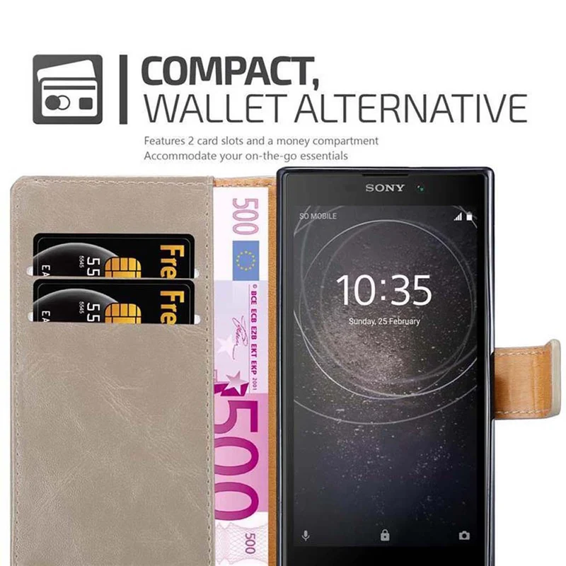 Cadorabo Hülle kompatibel mit Sony Xperia L2 Schutzhülle mit Magnetverschluss, Standfunktion und Kartenfach