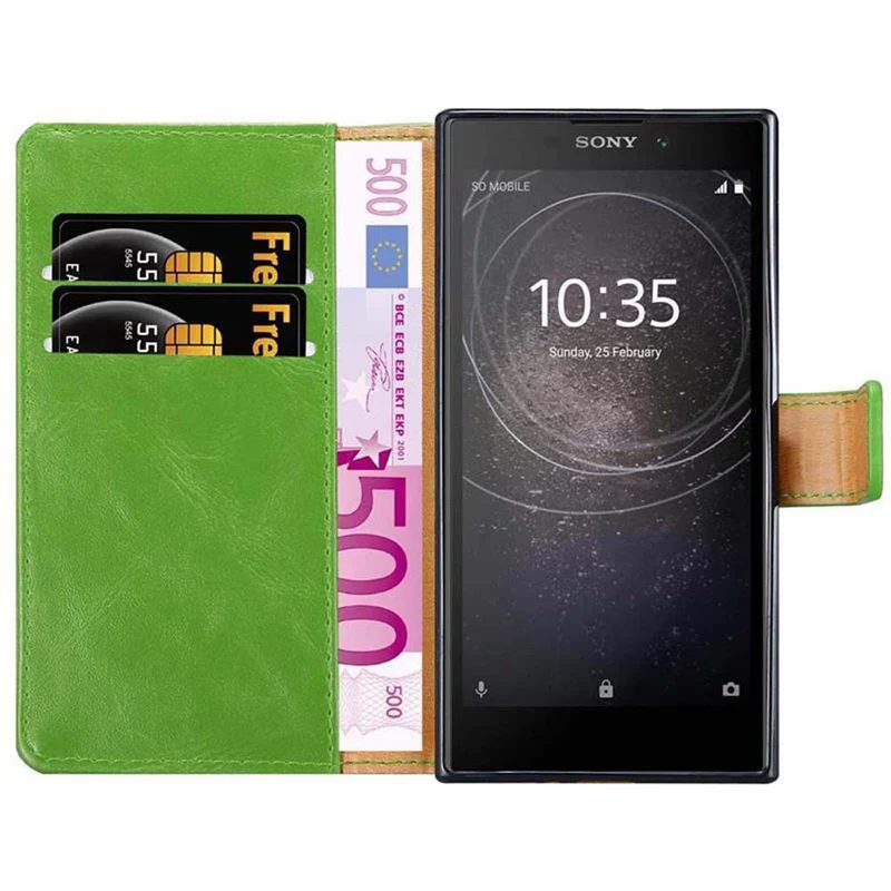 Cadorabo Hülle kompatibel mit Sony Xperia L2 Schutzhülle mit Magnetverschluss, Standfunktion und Kartenfach