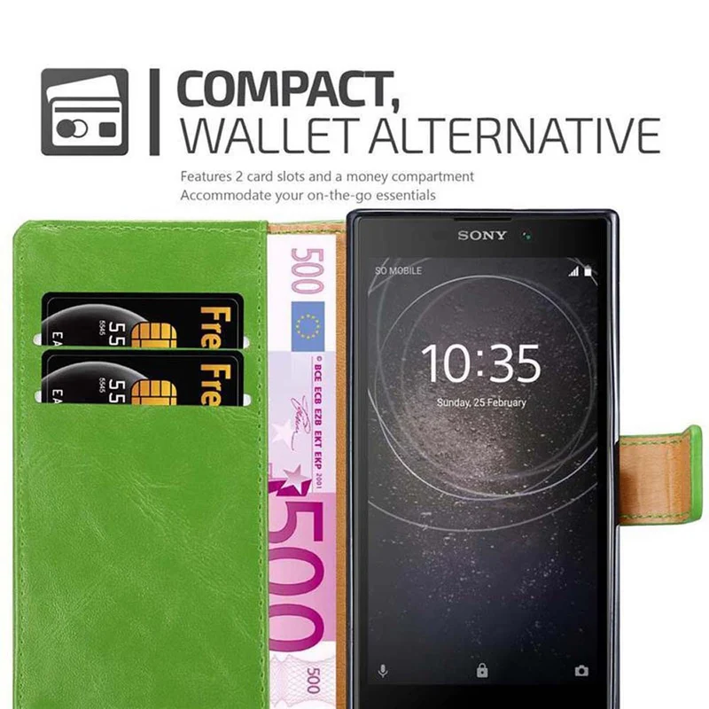 Cadorabo Hülle kompatibel mit Sony Xperia L2 Schutzhülle mit Magnetverschluss, Standfunktion und Kartenfach