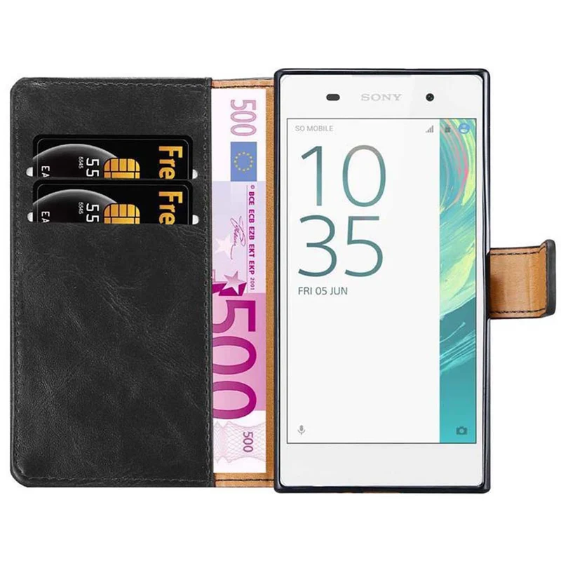 Cadorabo Hülle kompatibel mit Sony Xperia E5 Schutzhülle mit Magnetverschluss, Standfunktion und Kartenfach