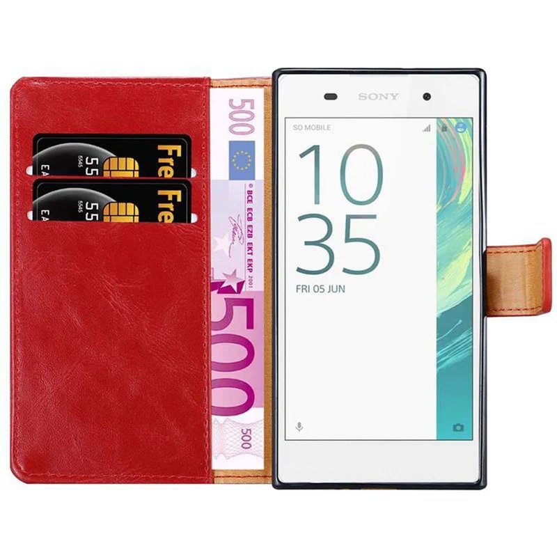 Cadorabo Hülle kompatibel mit Sony Xperia E5 Schutzhülle mit Magnetverschluss, Standfunktion und Kartenfach