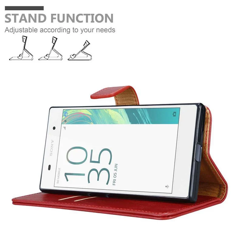 Cadorabo Hülle kompatibel mit Sony Xperia E5 Schutzhülle mit Magnetverschluss, Standfunktion und Kartenfach