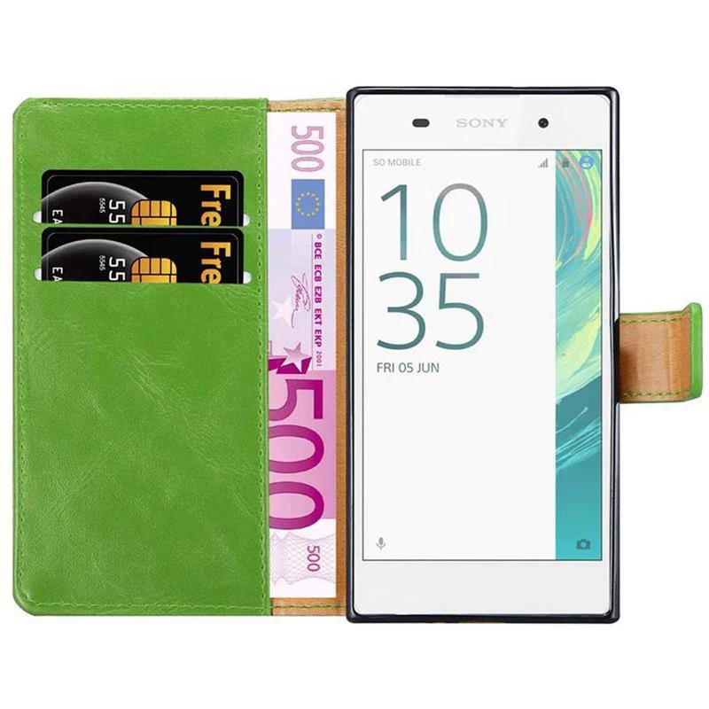 Cadorabo Hülle kompatibel mit Sony Xperia E5 Schutzhülle mit Magnetverschluss, Standfunktion und Kartenfach