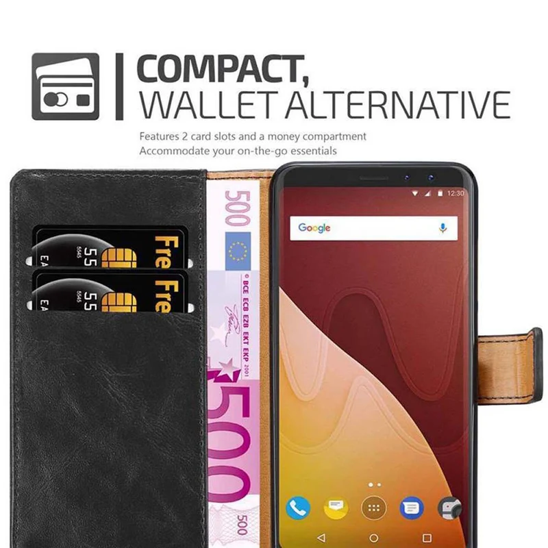 Cadorabo Hülle kompatibel mit WIKO VIEW GO Schutzhülle mit Magnetverschluss, Standfunktion und Kartenfach