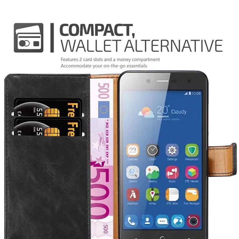 Cadorabo Hülle kompatibel mit ZTE Blade L7 Schutzhülle mit Magnetverschluss, Standfunktion und Kartenfach