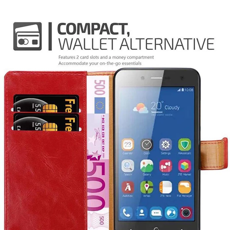 Cadorabo Hülle kompatibel mit ZTE Blade L7 Schutzhülle mit Magnetverschluss, Standfunktion und Kartenfach