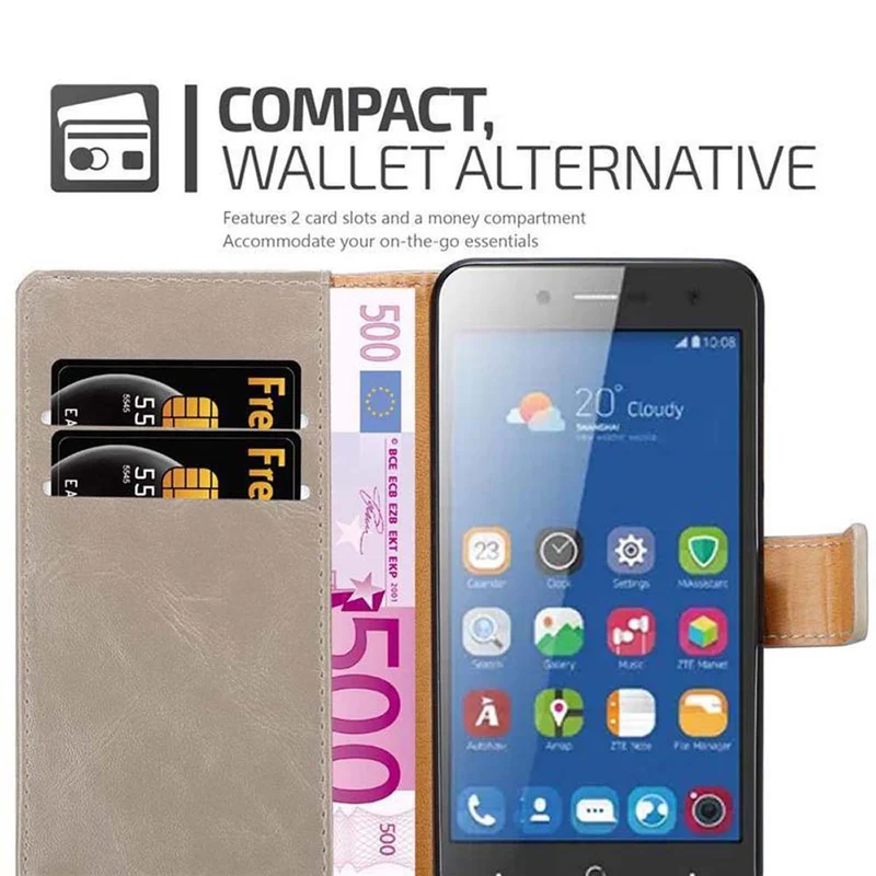 Cadorabo Hülle kompatibel mit ZTE Blade L7 Schutzhülle mit Magnetverschluss, Standfunktion und Kartenfach