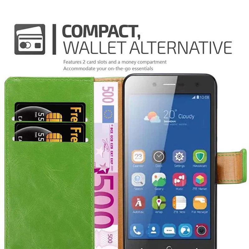 Cadorabo Hülle kompatibel mit ZTE Blade L7 Schutzhülle mit Magnetverschluss, Standfunktion und Kartenfach