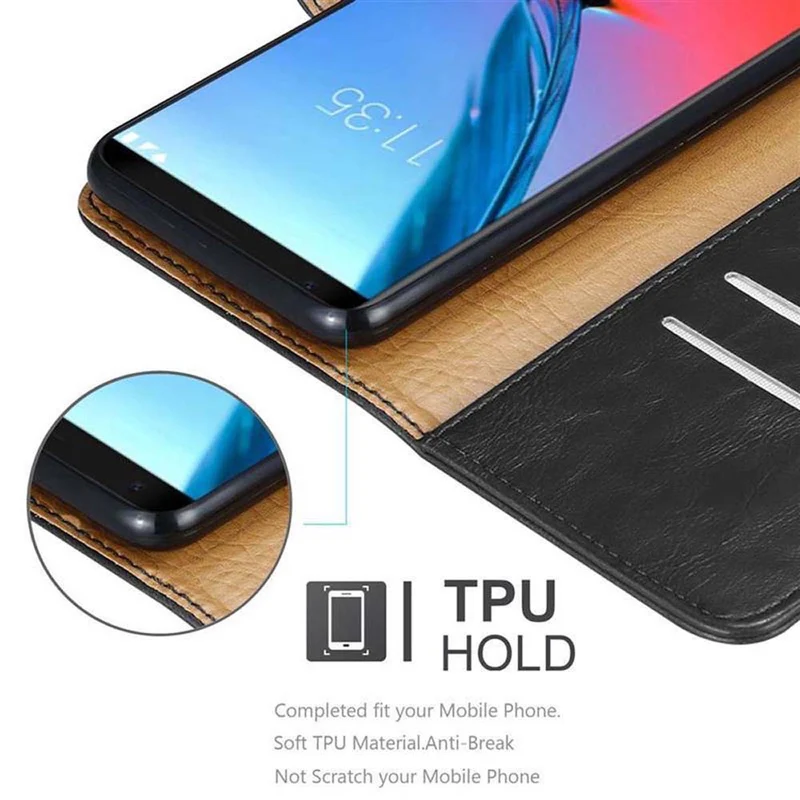 Cadorabo Hülle kompatibel mit ZTE Blade V9 Schutzhülle mit Magnetverschluss, Standfunktion und Kartenfach