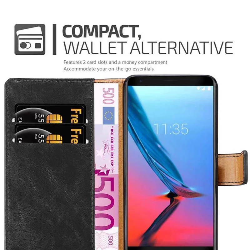 Cadorabo Hülle kompatibel mit ZTE Blade V9 Schutzhülle mit Magnetverschluss, Standfunktion und Kartenfach