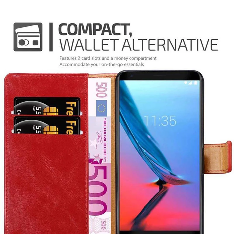 Cadorabo Hülle kompatibel mit ZTE Blade V9 Schutzhülle mit Magnetverschluss, Standfunktion und Kartenfach