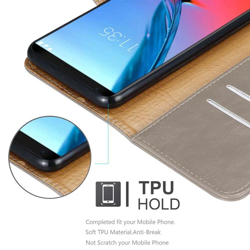Cadorabo Hülle kompatibel mit ZTE Blade V9 Schutzhülle mit Magnetverschluss, Standfunktion und Kartenfach