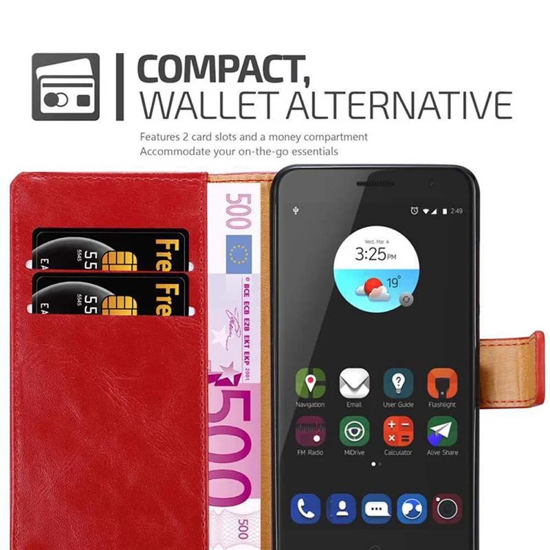 Cadorabo Hülle kompatibel mit ZTE Blade V7 Schutzhülle mit Magnetverschluss, Standfunktion und Kartenfach