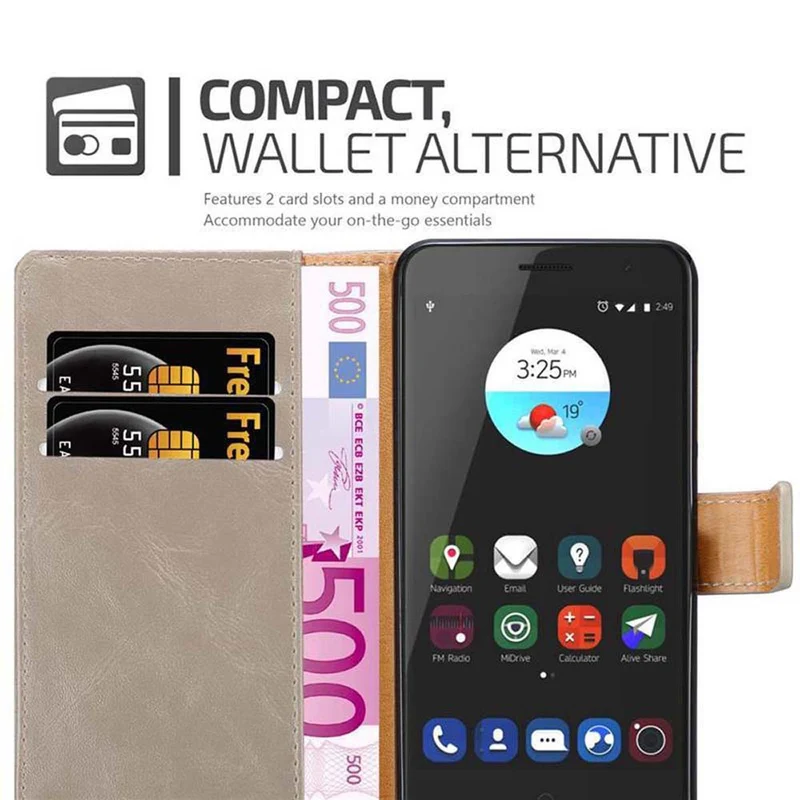 Cadorabo Hülle kompatibel mit ZTE Blade V7 Schutzhülle mit Magnetverschluss, Standfunktion und Kartenfach