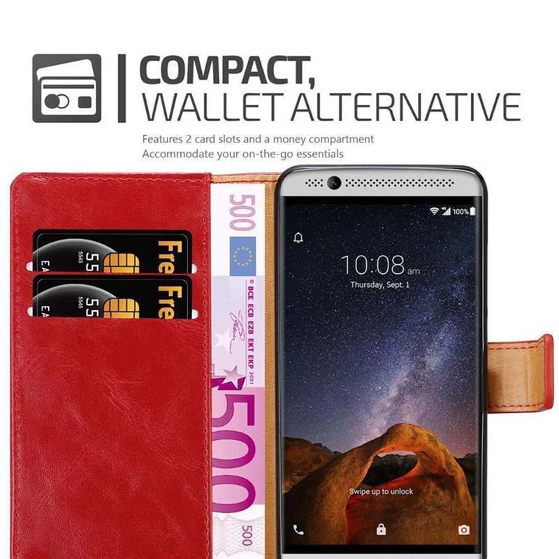 Cadorabo Hülle kompatibel mit ZTE Axon 7 MINI Schutzhülle mit Magnetverschluss, Standfunktion und Kartenfach