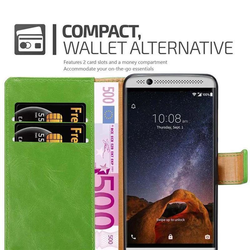 Cadorabo Hülle kompatibel mit ZTE Axon 7 MINI Schutzhülle mit Magnetverschluss, Standfunktion und Kartenfach