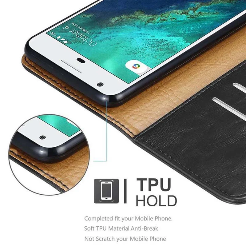 Cadorabo Hülle kompatibel mit Google PIXEL Schutzhülle mit Magnetverschluss, Standfunktion und Kartenfach